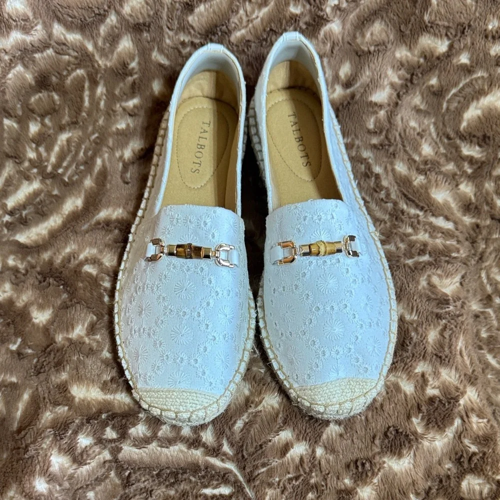 Talbots White Espadrille Flats with Gold Accent - Picture 2 of 5